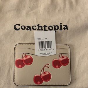 Coach 🆕 red cherry wavy card case